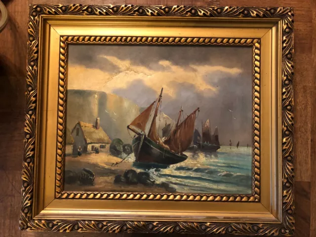 BELLE PEINTURE, HUILE SUR TOILE " MARINE, BRETAGNE " signée VERNIER