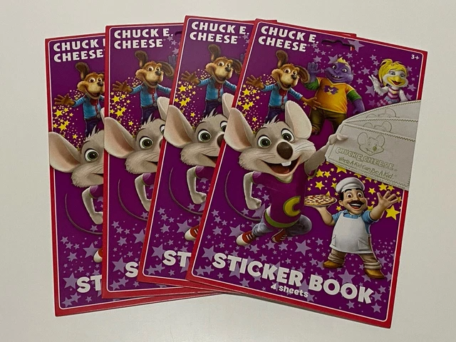 CHUCK E CHEESE Sticker Book 4 Pack Kids Birthday Party Favor Set 4 ...