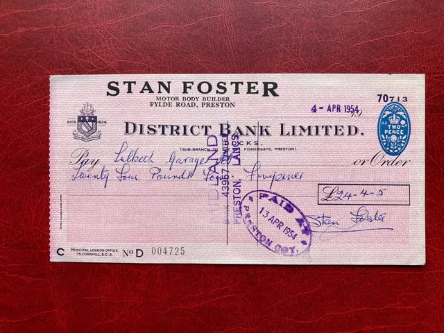 District Bank Limited- Docks Branch. 1954.