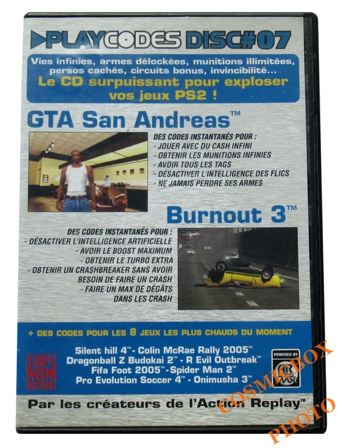 PlayCodes Disc 2 Pour PS2 Avec 10 Jeux Dont Spider-Man, Burnout 2, GTA Vice City - Très Bon état