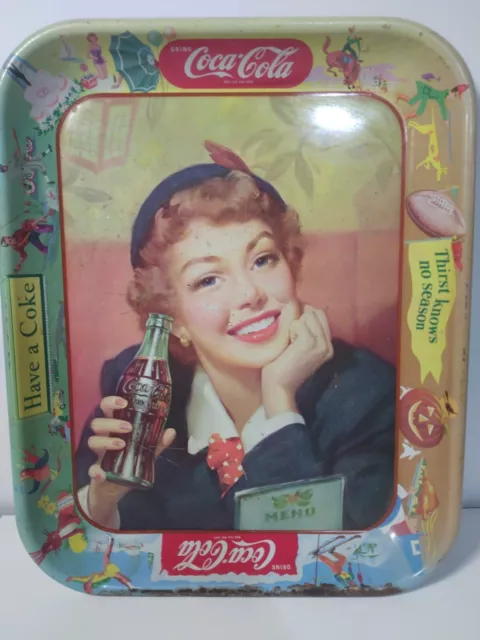 Vintage 1950’s Coca-Cola Coke Serving Tray "Thirst Knows No Season" Have A Coke