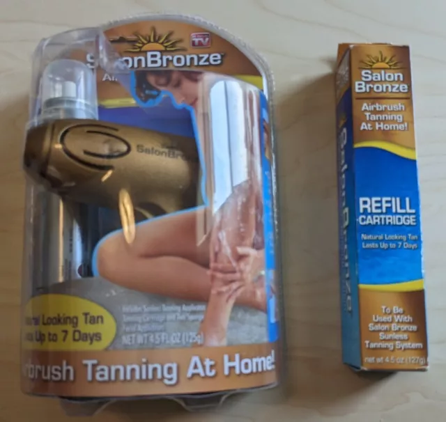 Nuevo kit de bronce aerógrafo de salón con pistola pulverizadora y cartucho extra de 4,5 oz