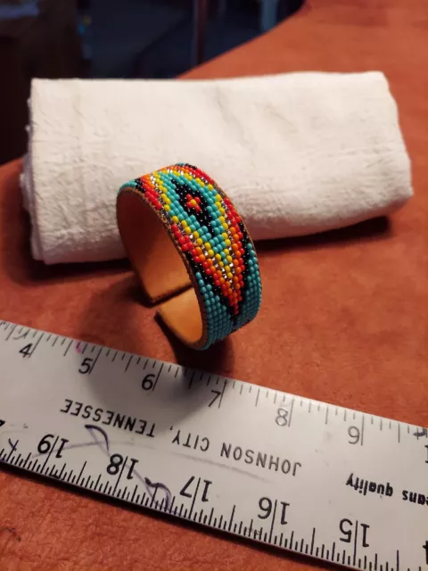 Native American Styled Beaded Bracelet cuff Southwest diamond pattern 13 Row