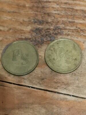 2 vintage PS slot machine tokens with chess knight on reverse 