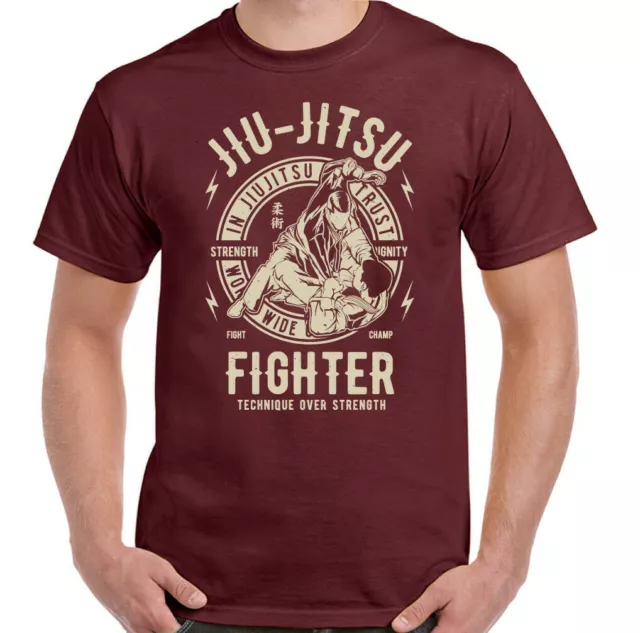 Jiu Jitsu Fighter Mens Martial Arts T-Shirt Training Top Gym MMA Brazilian Fight