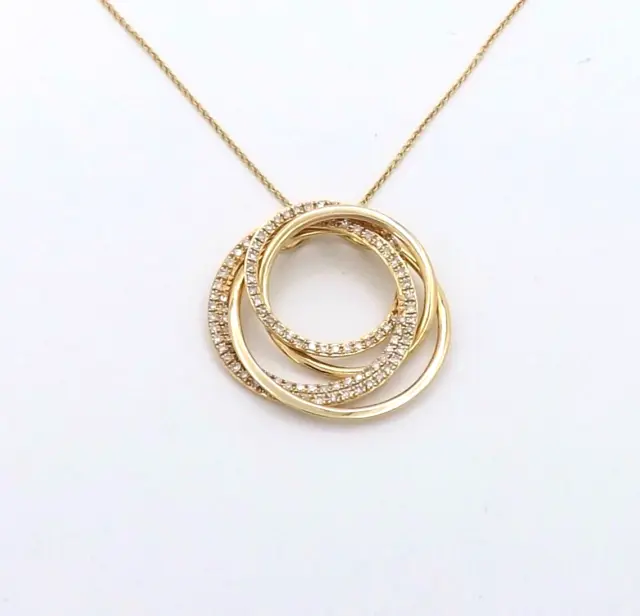 Effy 14k Gold Natural Diamond Crossover Circles Pendant Necklace 18in