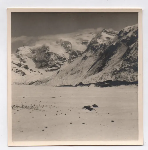OLD PHOTO Alps mountain landscape Grande Ciamarella 1949 snow