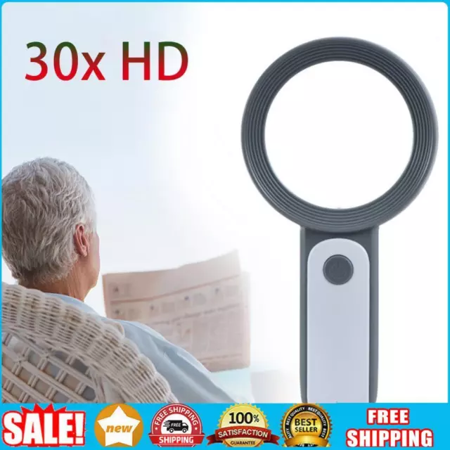 30X LED Magnifying Glass Handheld Lighted Magnifier Glass Lens Jewelry Magnifier