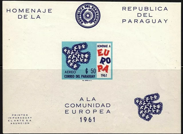 Paraguay, 1961 Airmail - Europa - Imperf - Mini sheet - MNH