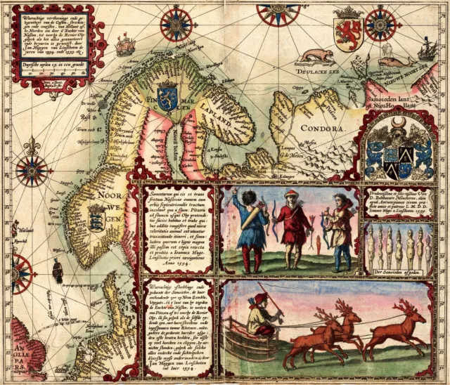 old map of norway 1601 Poster A3 Print educational teaching school