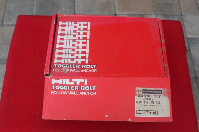 Hilti Togglerbolt 3/16" w/ Screw #000663633 Toggle Bolts. Box of 50.