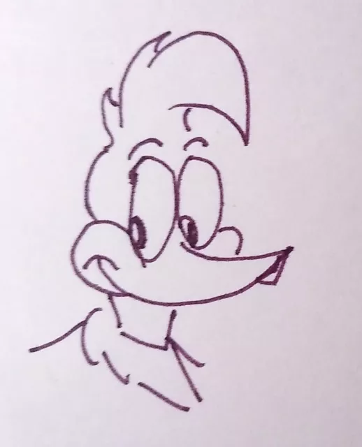 Original Hand Drawing Of Woody Woodpecker.  Signed By Walter Lantz. Lifetime Coa 2