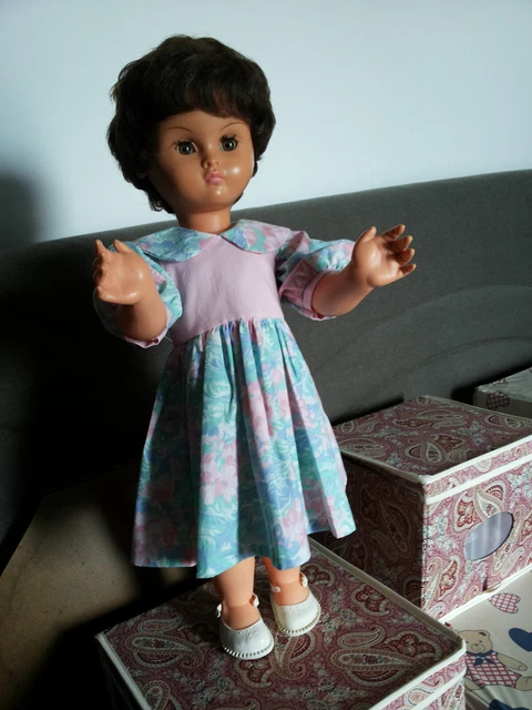 robe pour poupée ancienne bella,blanche et rose toute doublée,en