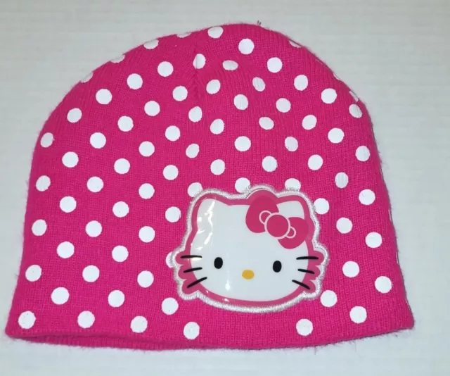 NWT HELLO KITTY knit hat Girl ONE SIZE FITS MOST (2T-10?) hot pink