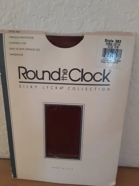 Vintage 1990's Round The Clock Pantyhose Silky Lycra Collection AB TERRA COTTA