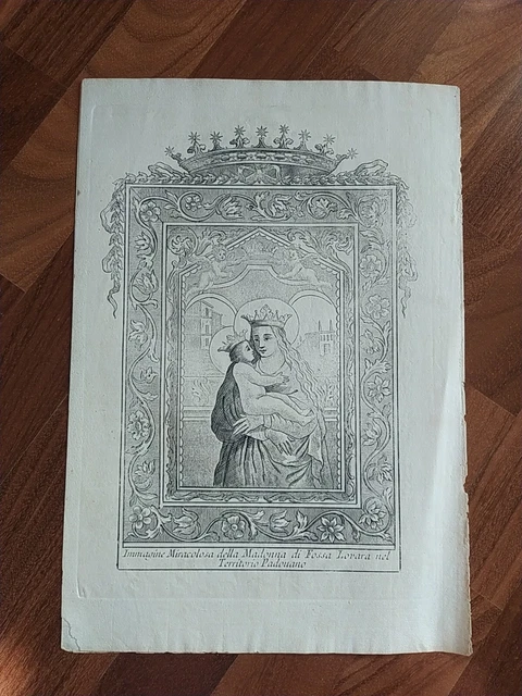 MADONNA FOSSA LEVARA PADOVA ANTICA STAMPA IMMAGINE MIRACOLOSA 700sca