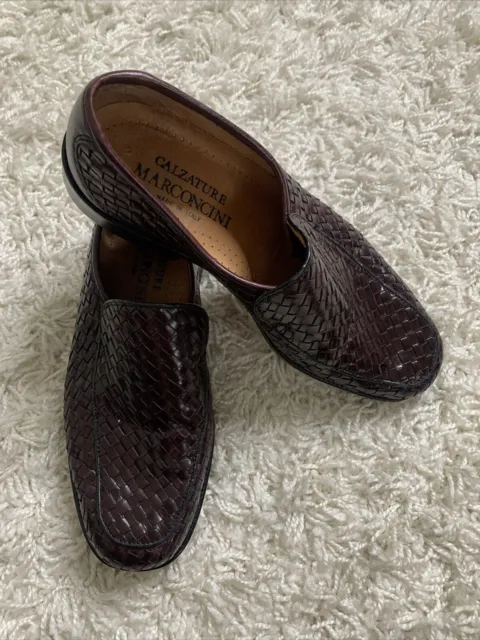 Calzature Marconcini Mens Leather Loafer Shoes Brown Basket Weave Size 41.5-8.5