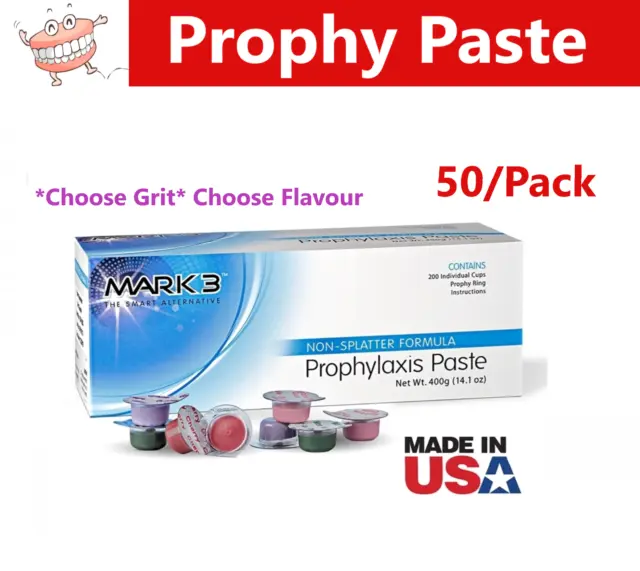 Dental Prophy Paste  Prophylaxis Non Splatter Extra Coarse Fine Coarse - 50 Cups