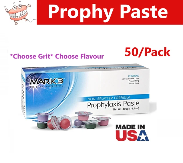 Dental Prophy Paste  Prophylaxis Non Splatter Extra Coarse Fine Coarse - 50 Cups