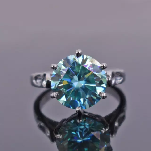 Élégante bague solitaire en diamant bleu traité 3,25 ct certifié grand...