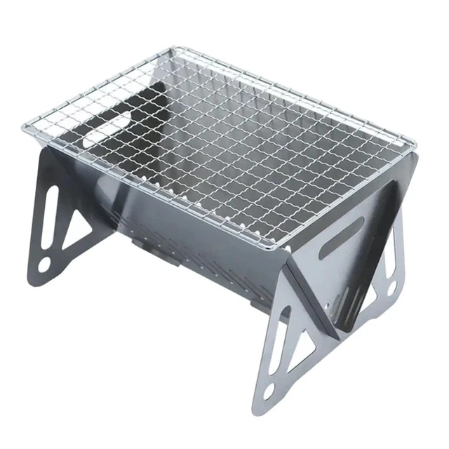 tragbarer mini Holzkohle Grill aus Edelstahl Camping Outdoor Zubehör BBQ