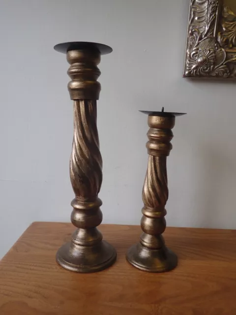Pair of gold painted candlesticks
