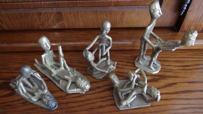 ÉROTIQUE KAMASUTRA STATUETTES Couples Nu sexy en bronze 5 Figurines EUR