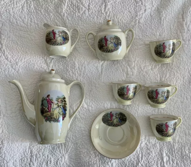 Vintage French Themed Tea Set Mid Century  incomplete Made in Japan Fine China