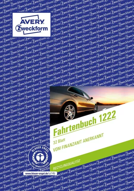 AVERY Zweckform 1222 Fahrtenbuch (für PKW vom Finanzamt anerkannt, A5, Recycling