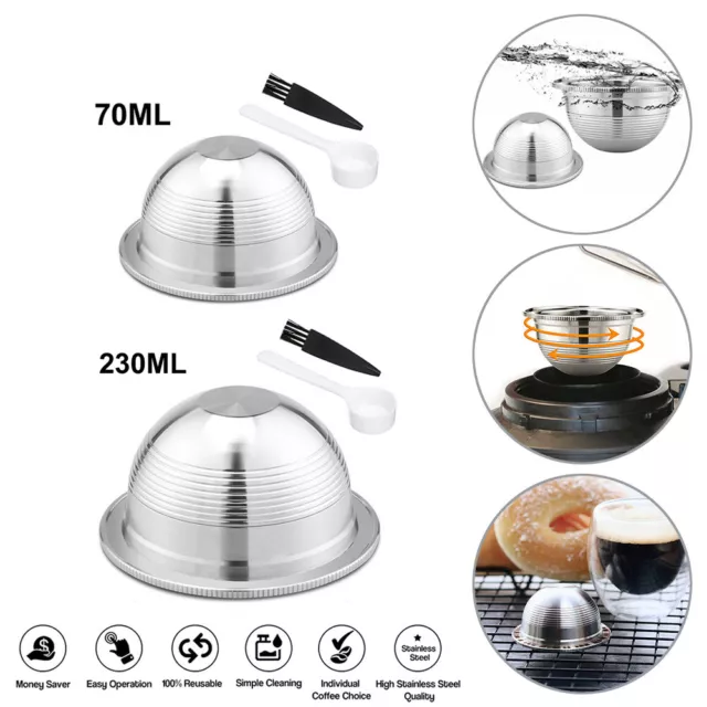 Stainless Steel Reusable Refillable Coffee Pod Capsules Kit For Nespresso Vertuo