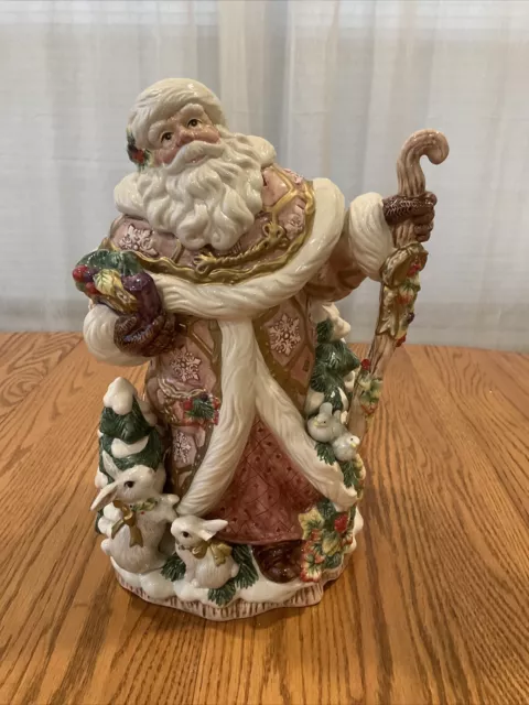 VINTAGE FITZ & FLOYD CLASSICS ~ WOODLAND SANTA VASE 15" ~ Christmas Holiday