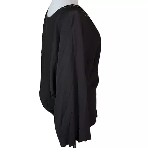 LANE BRYANT TOP Plus Size Sequin Top Long Sleeve Blouse Black Womens 14 ...