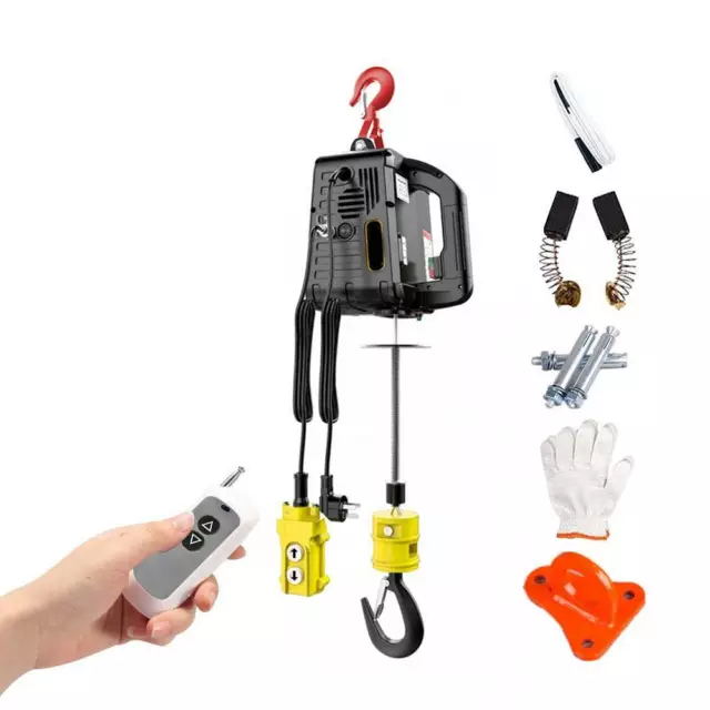 110V 3 in 1 Portable Electric Hoist Winch Wireless Remote Control & Wire Control