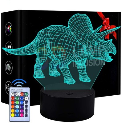 Ragazzi e Ragazze Eala Lampada da Notte a LED 3D a Dinosauro 3 Motivi e 7 lampade a variazione cromatica con Telecomando per Bambini 