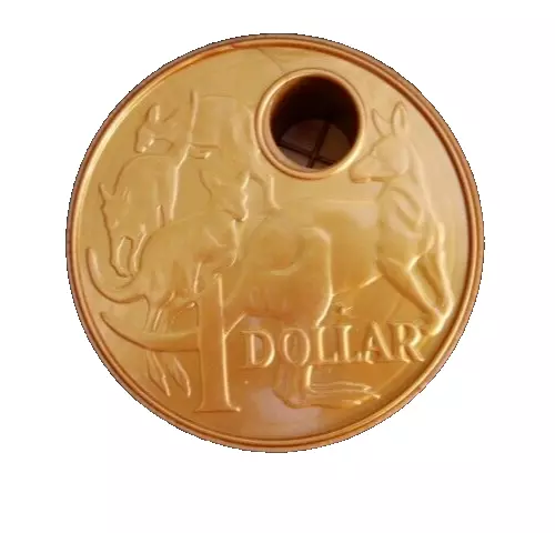Australian $1 Big Dollar Easy Saver Plastic Money Box Gold
