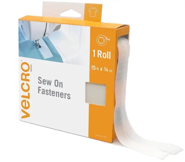 VELCRO Brand Sew On Fasteners, 15ft Bulk Pack Hook and Loop Fastener, White