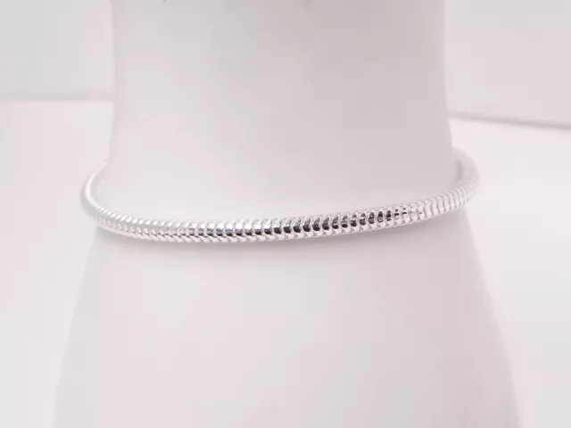 Shiny Sterling Silver 3mm Snake 6.5-7" Bracelet - 5.8g