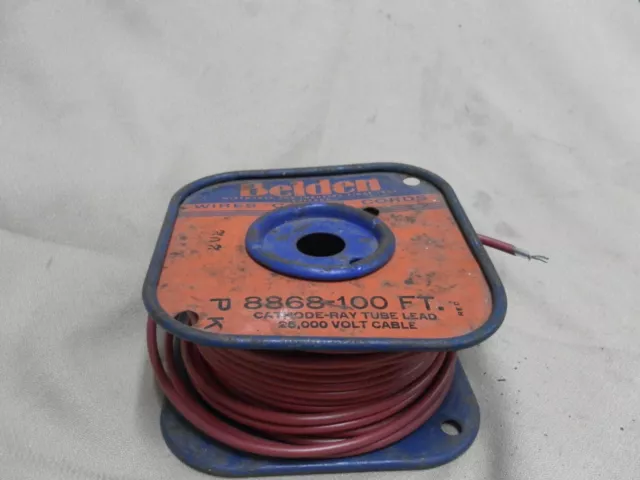 10 ft Belden 8868 Red 25KV High Voltage Cable wire vintage