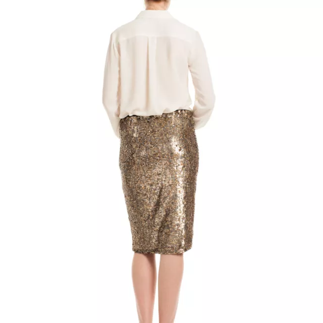 Trina Turk Kalina Gold Sequin Below The Knee Pencil Skirt Size 00 3