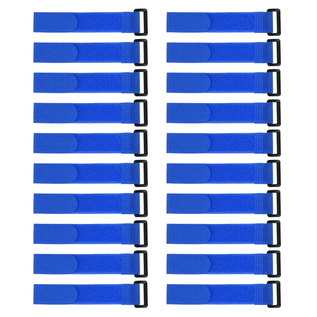 20Pcs Crochet Boucle 1 x 8 Pouces Sangles Fixation Réutilisable Câble Bleu Clair