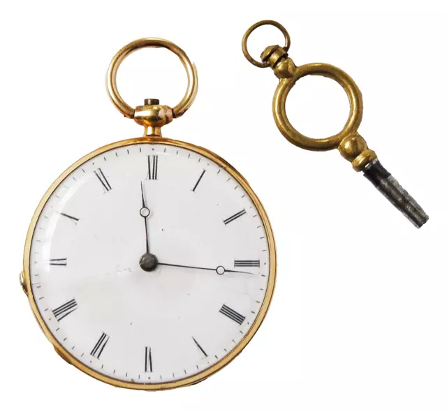 Taschenuhr Golduhr 18 Karat 750 Gold Gelbgold Schlüsseluhr Damenuhr 1830 / 1850