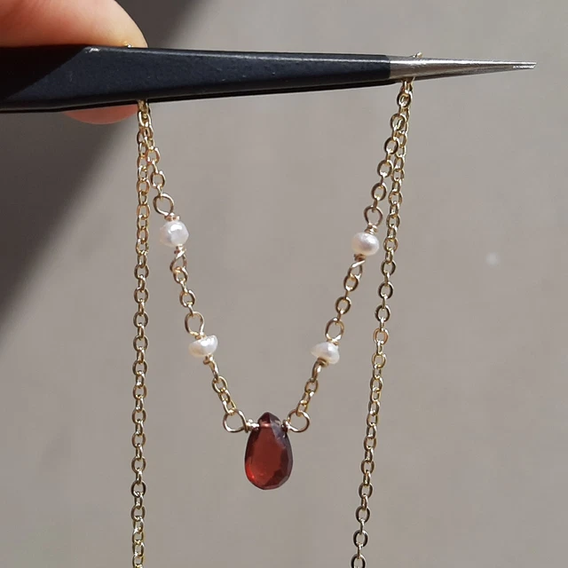 Pendentif en pierre précieuse grenat rouge à facettes, colliers oxydés