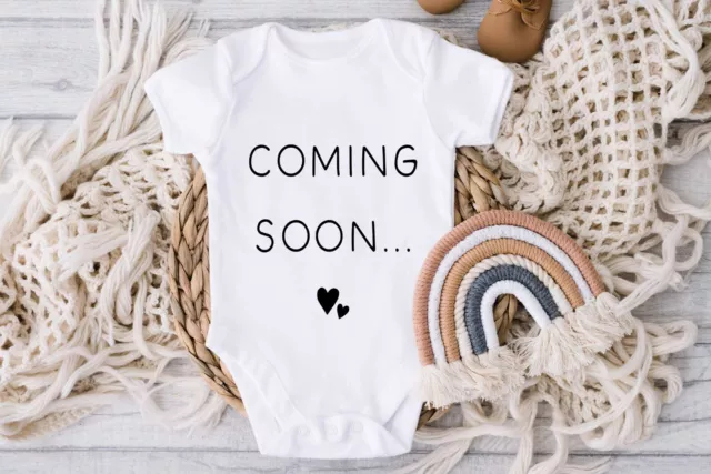 Coming soon | Baby | Announcement | White Vest | Pregnancy | Reveal