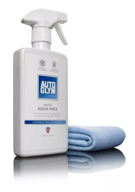 Autoglym Rapid Aqua Wax 500ml, 2 Microfibre Cloths Complete Exterior Protection