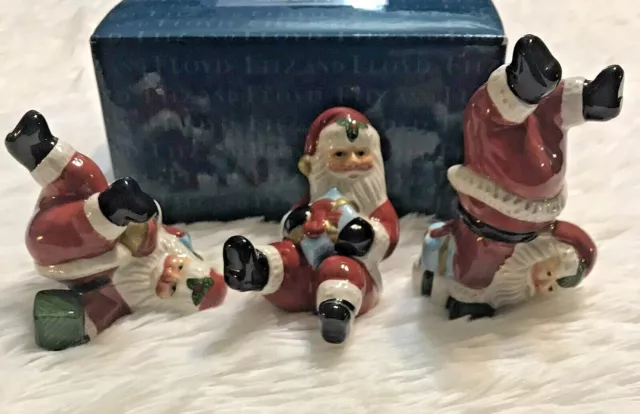 Fitz and Floyd Holiday Christmas Santa With Presents Tumblers Figurine Set of 3