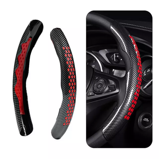 2x Red Carbon Fiber Car Steering Wheel Booster Cover NonSlip Accessory Universal
