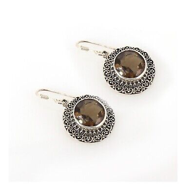 Smoky quartz Earrings 925 Sterling Silver Dangle Drop Earrings Women's Jewelry