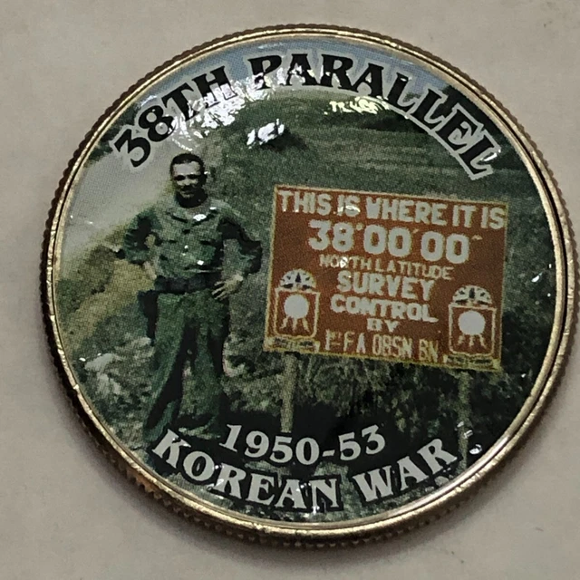 Colorized Kennedy half dollar. 38TH PARALLEL. KOREAN WAR 1650-1953. #58