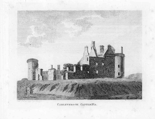 1797 Print CARLAVEROCK CASTLE PL.2 Caerlaverock Dumfries & Galloway (GS182)