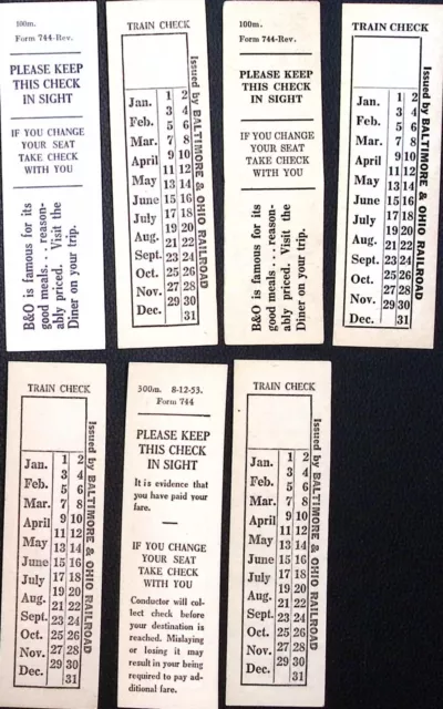 B&O Railroad Baltimore & Ohio RR Train Check Ticket Collection